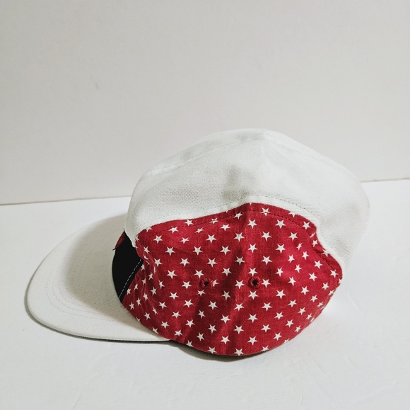 Entree LS Cap Red/White Navy Star Pattern Print Adjustable Buckle Hat - Picture 4 of 11